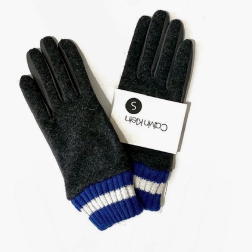 Calvin Klein Women Leather Knit Combo Touchscreen
Gloves Blue Gray NWT - Picture 3 of 7